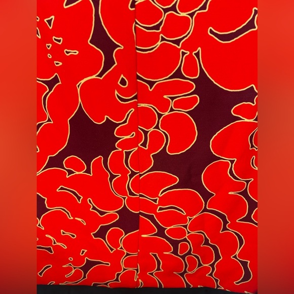 Women’s Designer Abbey Glass Red Poly Blend Geometric Bow MIDI Dress Size Small - Picture 6 of 8